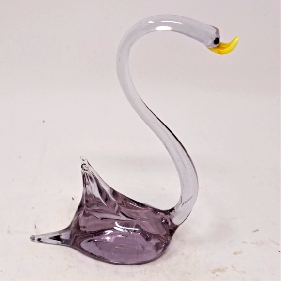 Hand Blown Purple Art Glass Swan - Picture 2 of 4